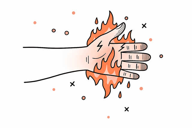 Hand with burning sensation
